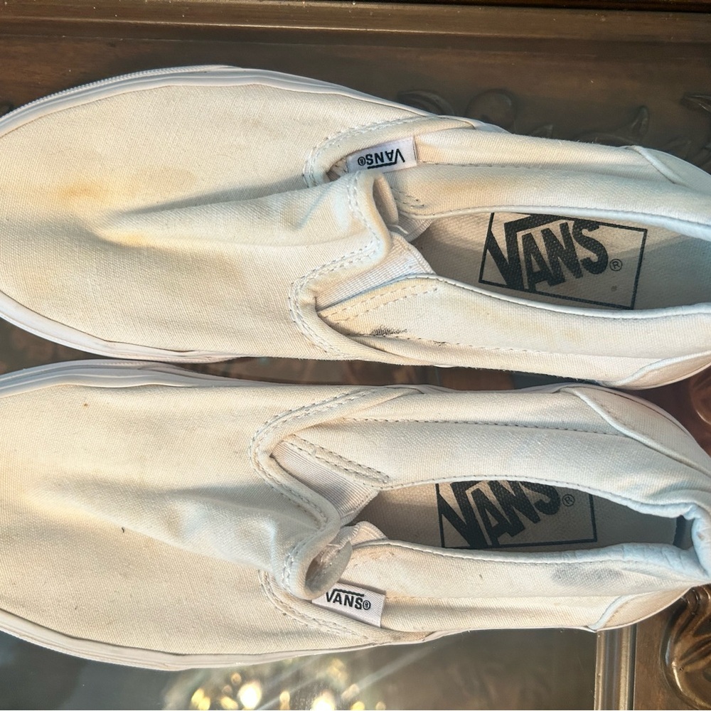 Vans Classic White Canvas Slip-Ons